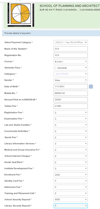 SC/ST/PWD Payment